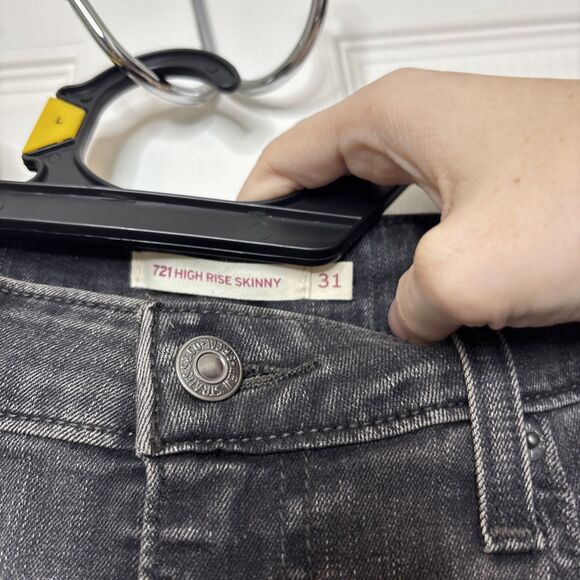 Levi’s W31 L32 High Rise Skinny 721 Jeans Charcoal Gray Stretch Denim - Picture 7 of 10